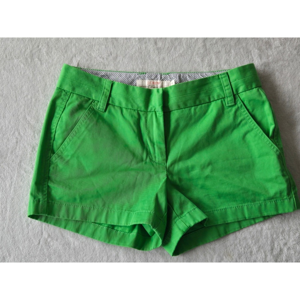 J.Crew Broken-In‎ Chino Shorts Womens 0 Green 100% Cotton 3 Inch Inseam